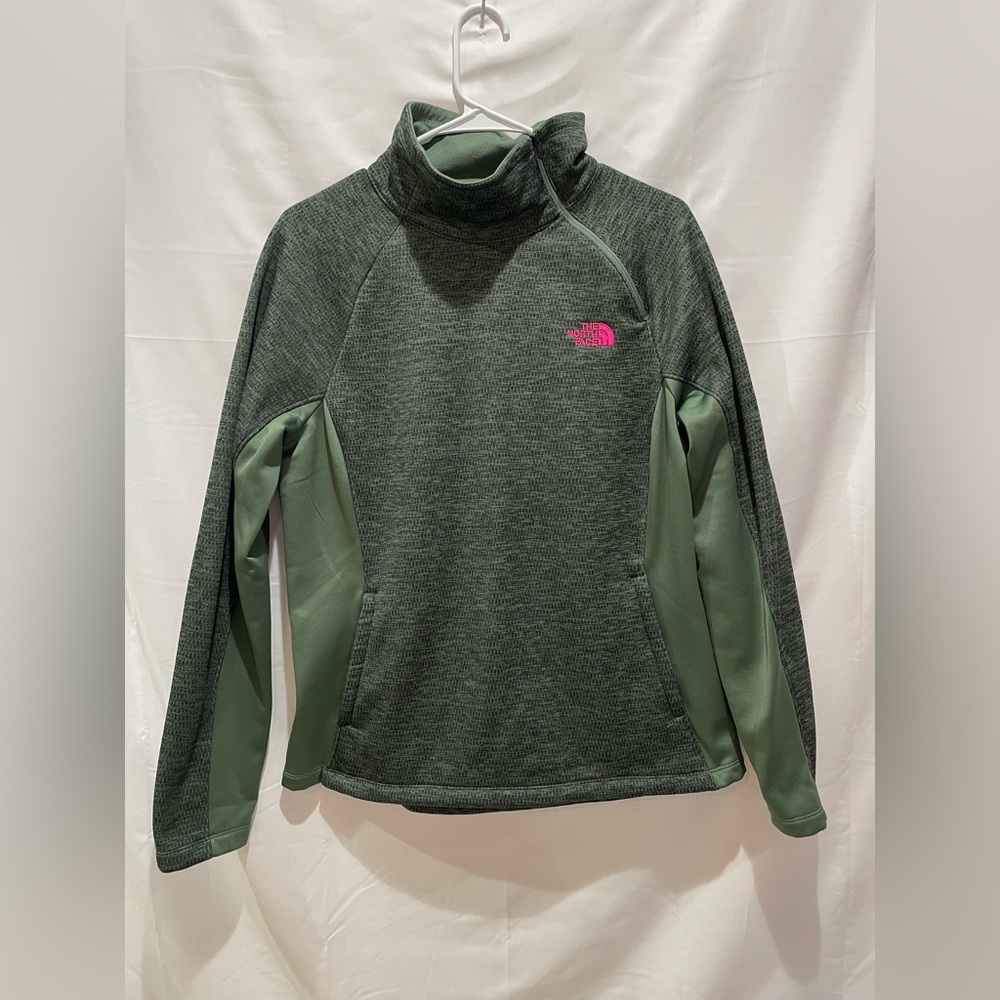 The North Face Forest Green Pullover with Pink Accent